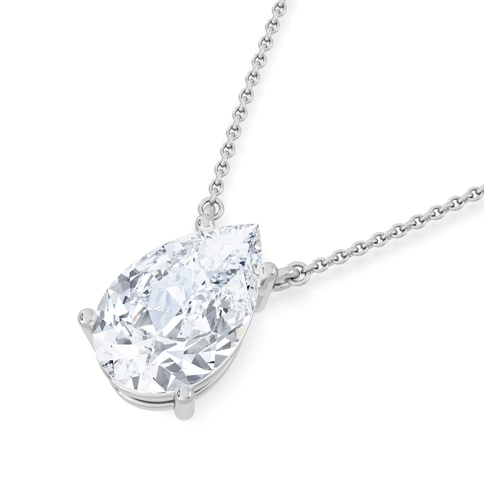 Wanderlust 3.00ct Floating Pear Cut Lab Diamond Necklaces in 9K White Gold