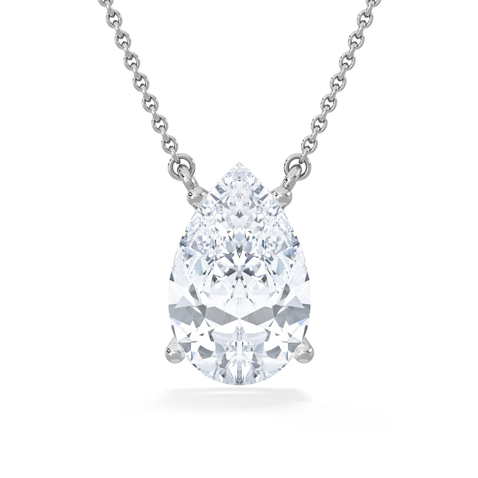 Wanderlust 3.00ct Floating Pear Cut Lab Diamond Necklaces in 9K White Gold