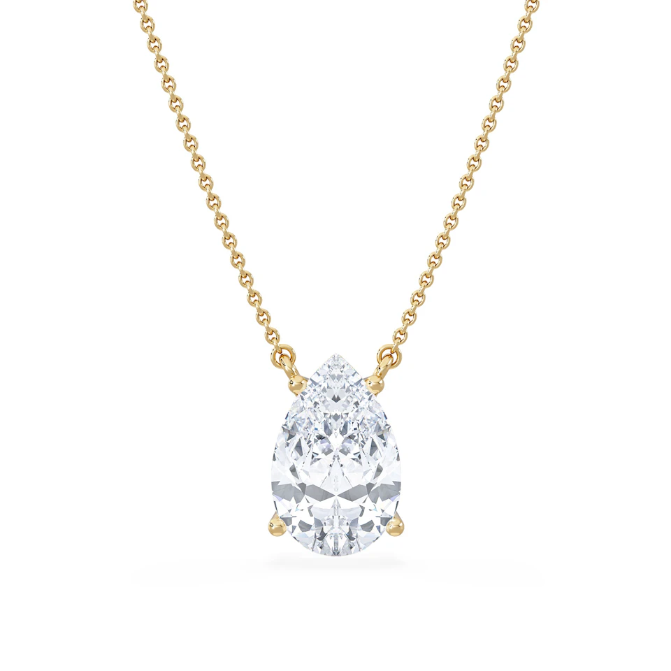 Wanderlust 3.00ct Floating Pear Cut Lab Diamond Necklaces in 9K Yellow Gold