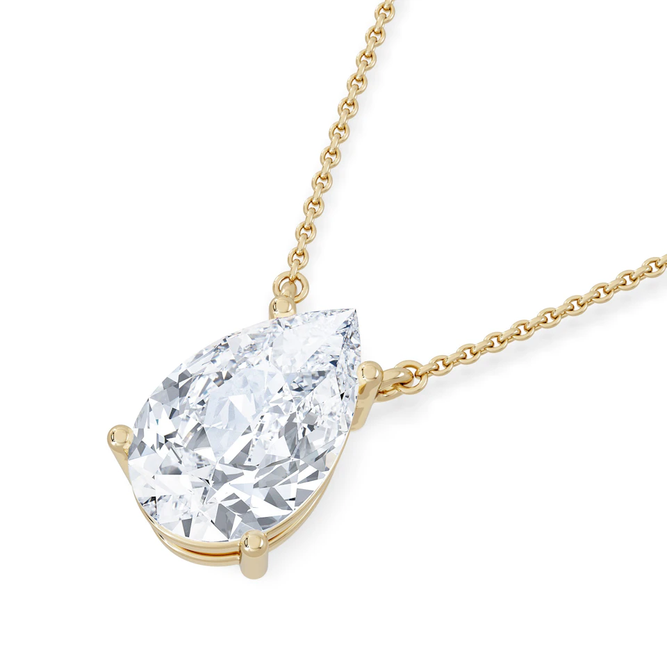 Wanderlust 3.00ct Floating Pear Cut Lab Diamond Necklaces in 9K Yellow Gold