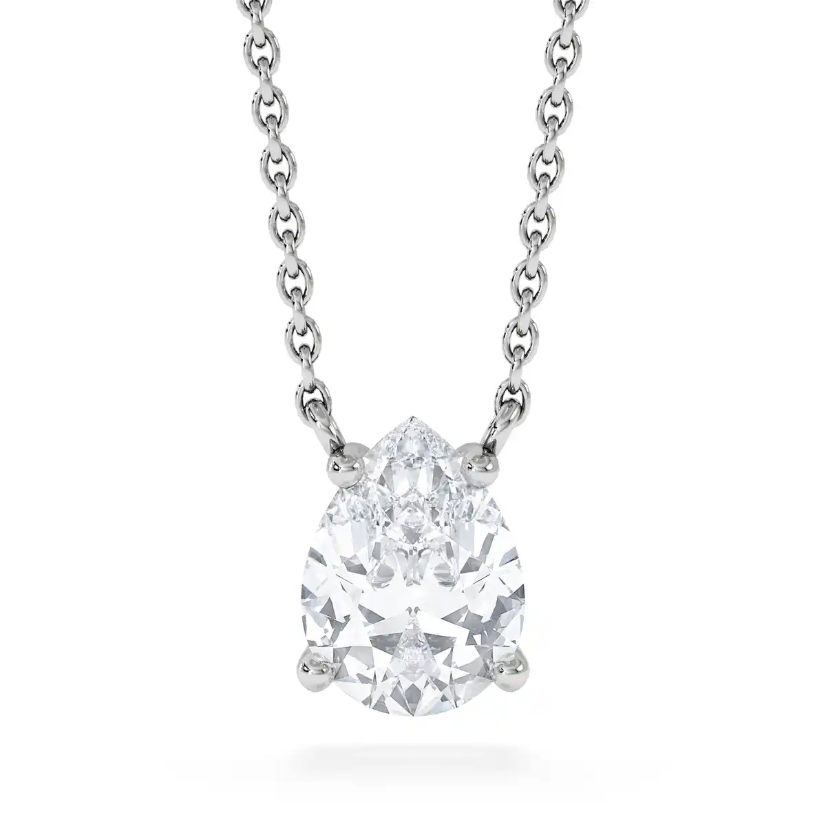Wanderlust Floating Pear Cut Lab Diamond Solitaire Necklace 1.00ct H/Si in 9K White Gold