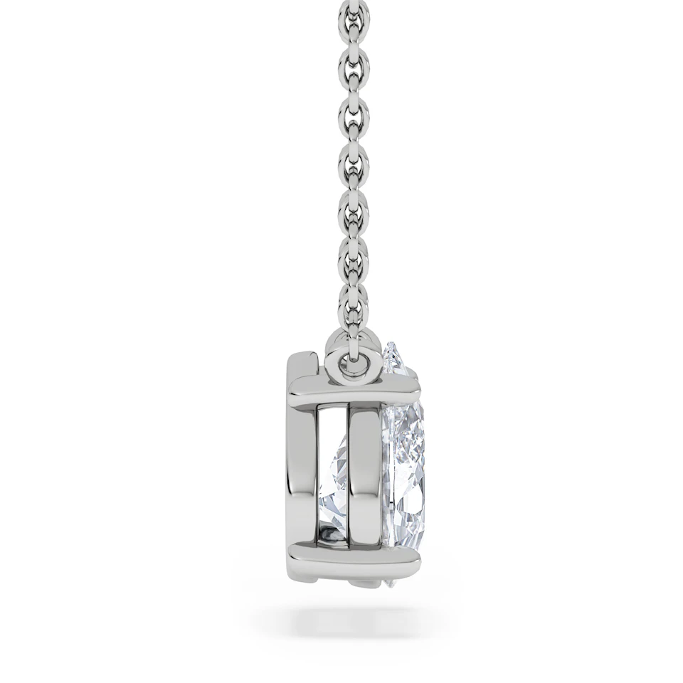 Wanderlust Floating Pear Cut Lab Diamond Solitaire Necklace 1.00ct H/Si in 9K White Gold