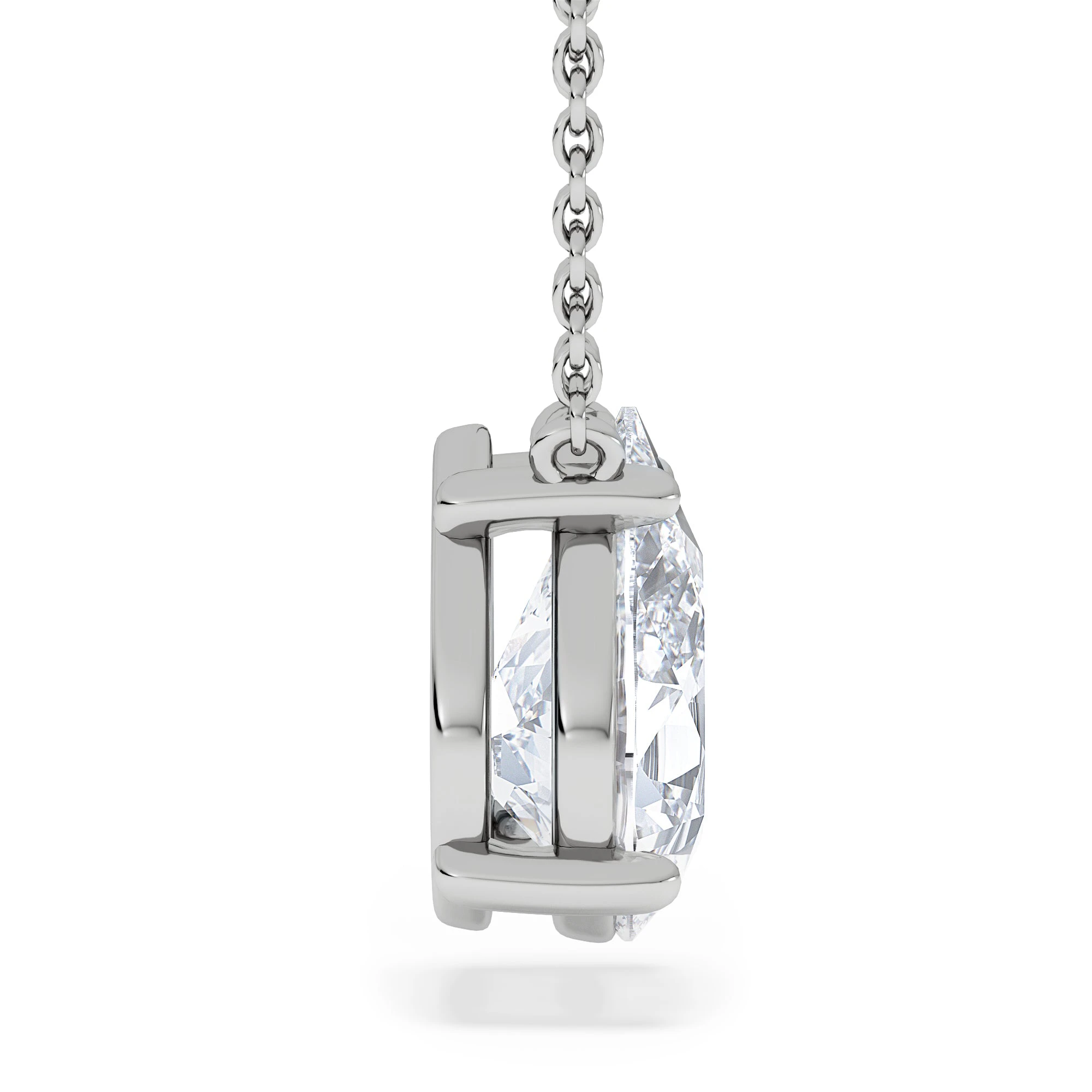 Wanderlust Floating Pear Cut Lab Diamond Solitaire Necklace 2.00ct H/SI in 9K White Gold