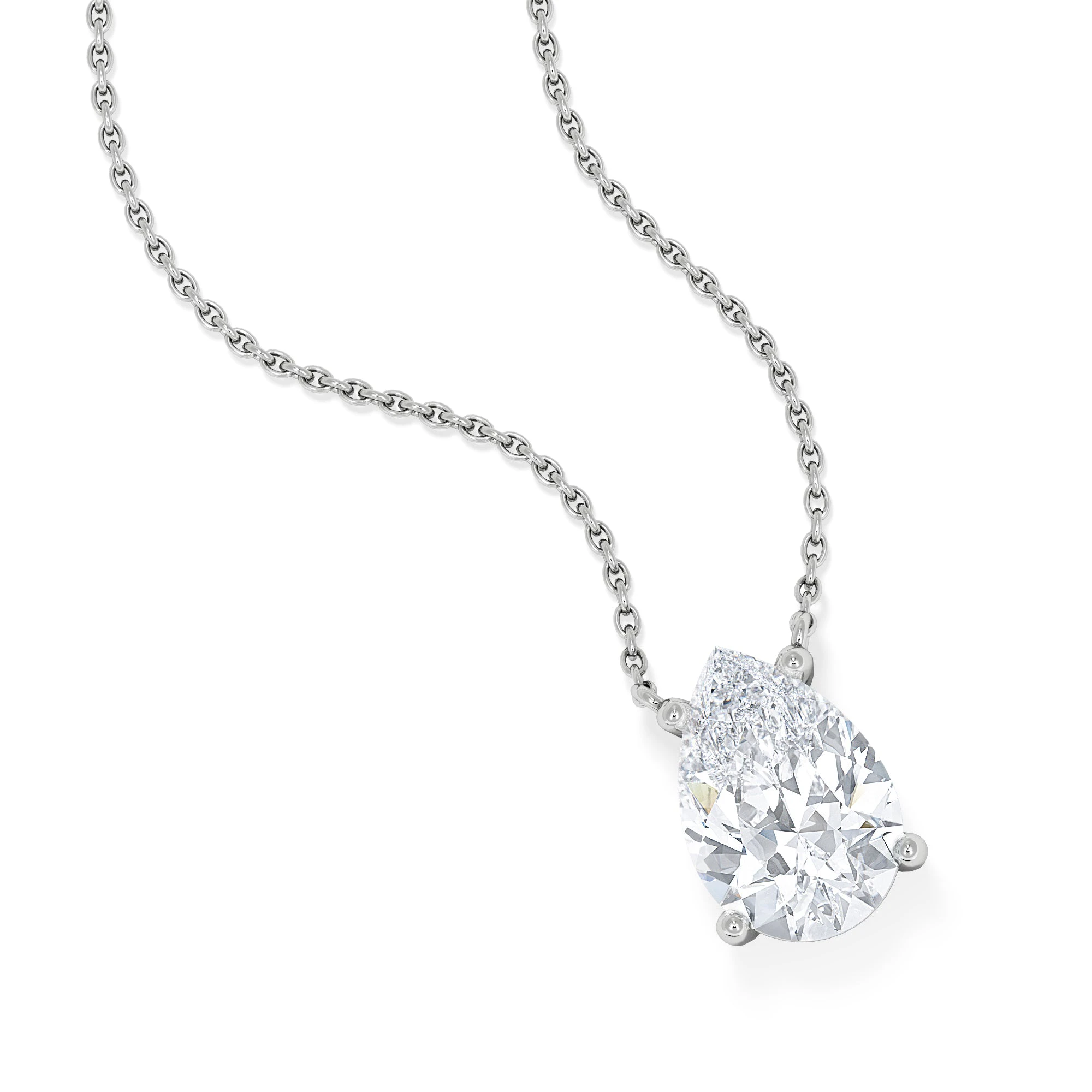 Wanderlust Floating Pear Cut Lab Diamond Solitaire Necklace 2.00ct H/SI in 9K White Gold