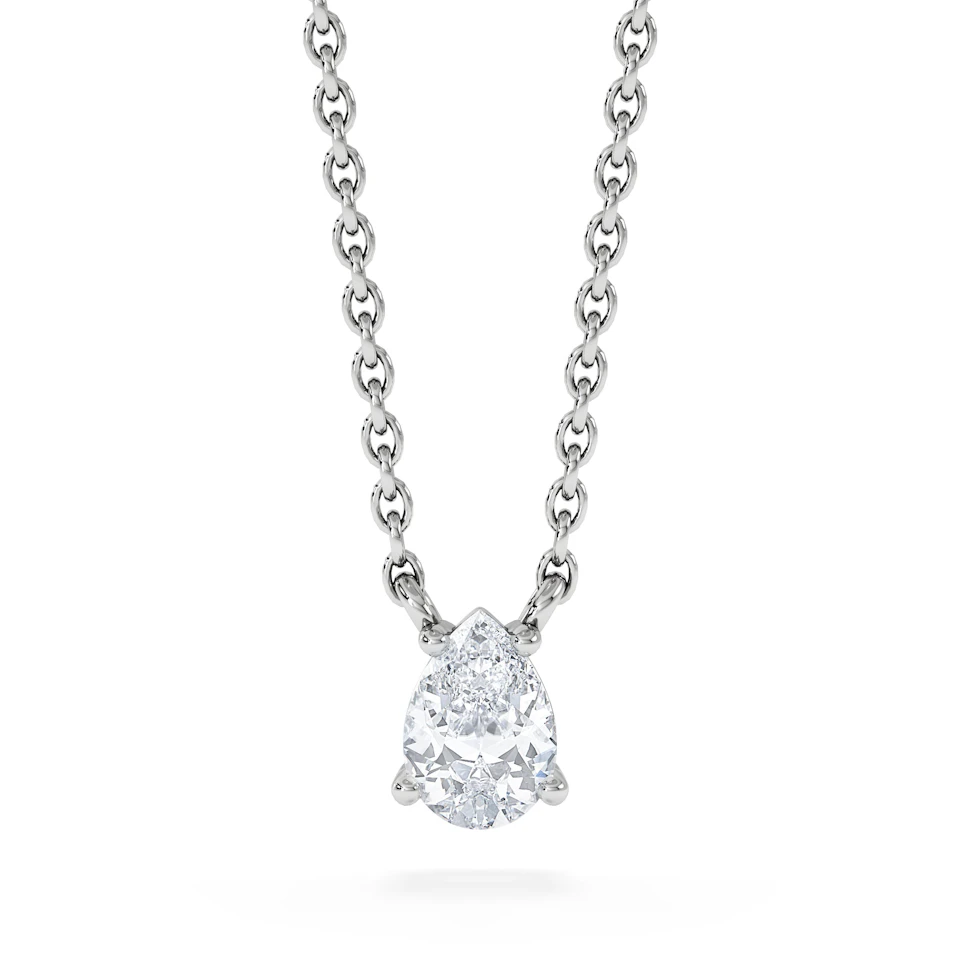 Wanderlust Floating Pear Cut Lab Diamond Solitaire Necklace 0.33ct H/SI in 925 Silver