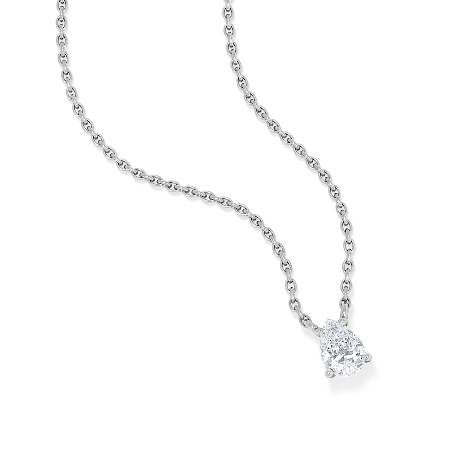 Wanderlust Floating Pear Cut Lab Diamond Solitaire Necklace 0.33ct H/SI in 925 Silver