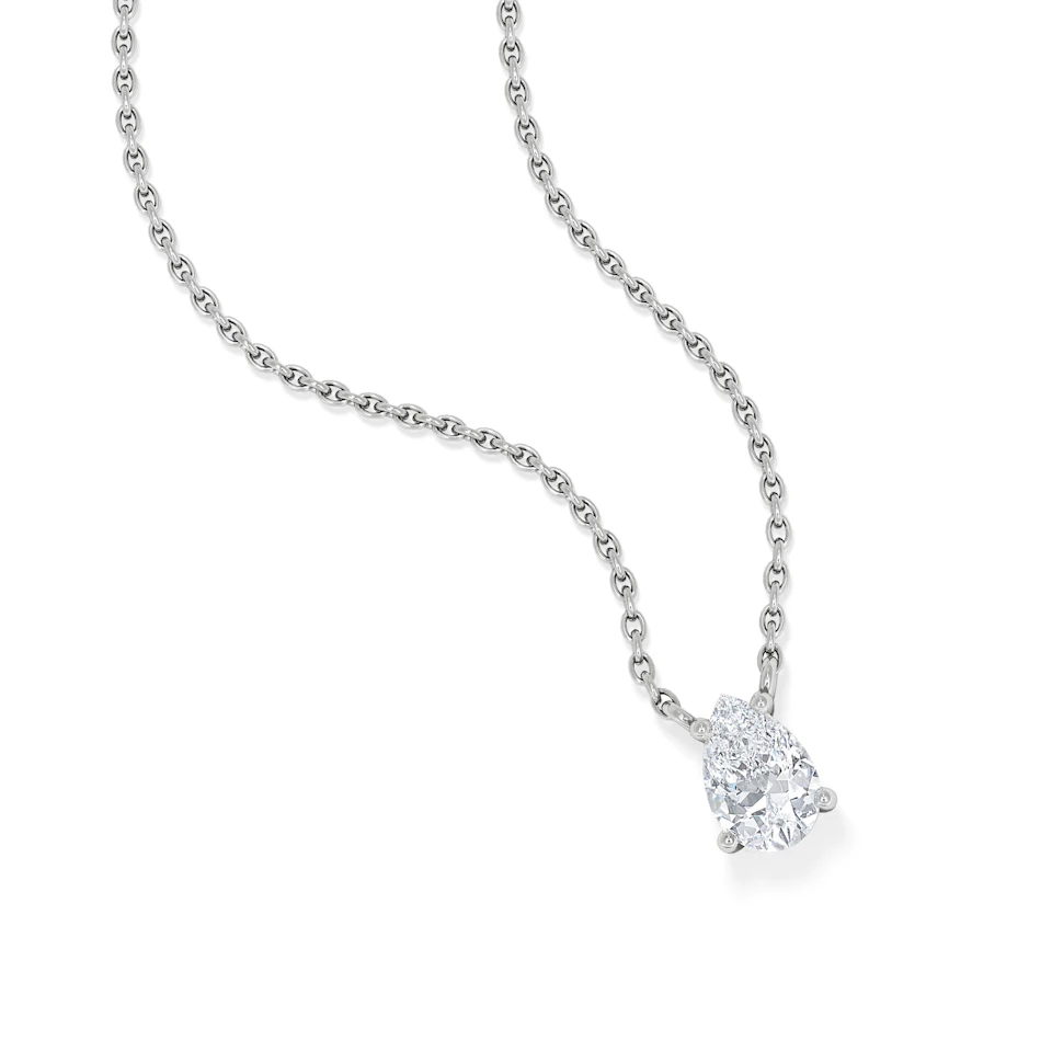 Wanderlust Floating Pear Cut Lab Diamond Solitaire Neclace in 0.50ct H/SI 9K White Gold