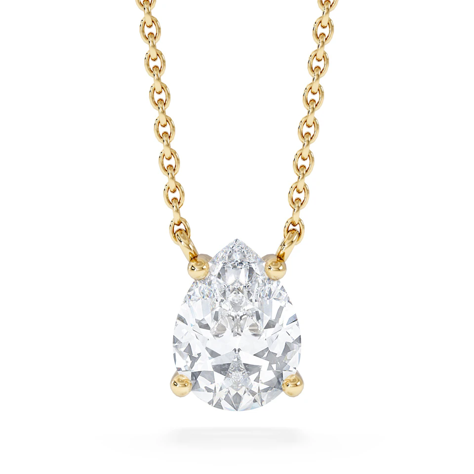Wanderlust Floating Pear Cut Lab Diamond Solitaire Necklace 1.00ct H/SI in 9K Gold