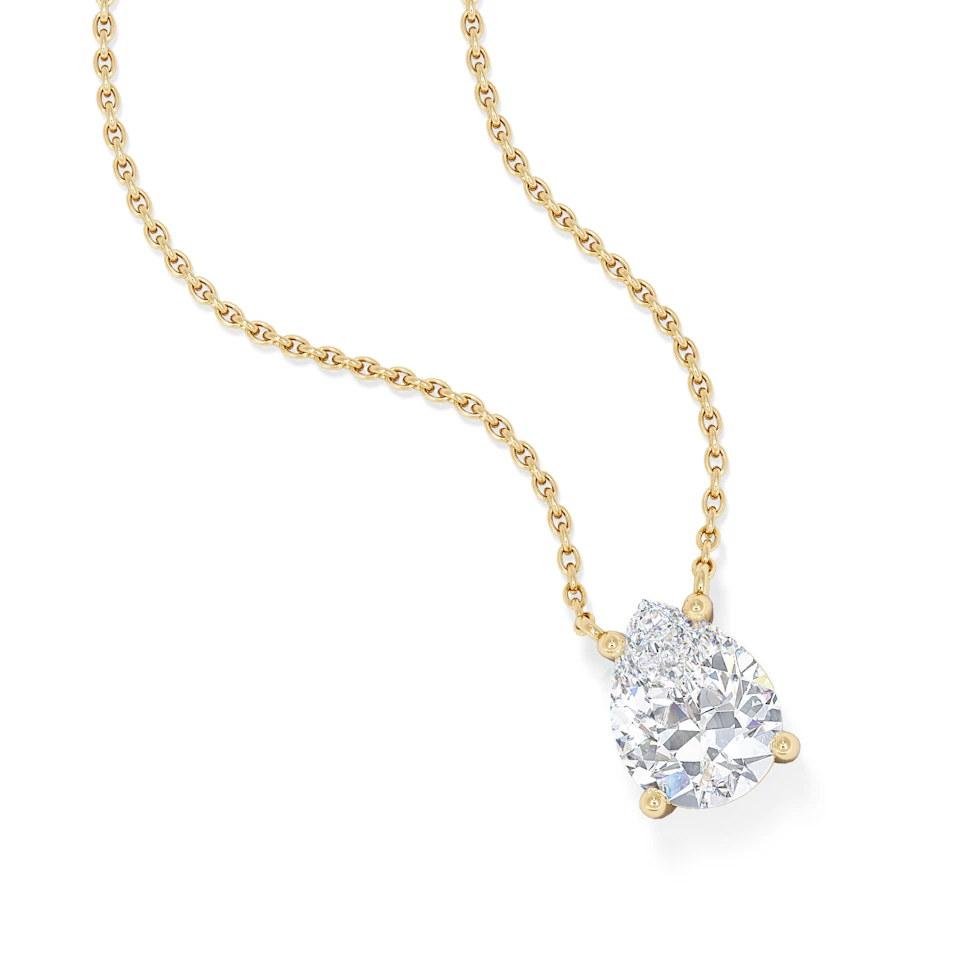 Wanderlust Floating Pear Cut Lab Diamond Solitaire Necklace 1.50ct H/SI in 9K Gold