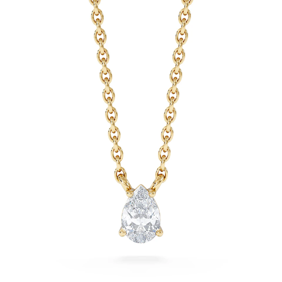 Wanderlust Floating Pear Cut Lab Diamond Solitaire Necklace 0.25ct H/SI in 18K Gold Vermeil
