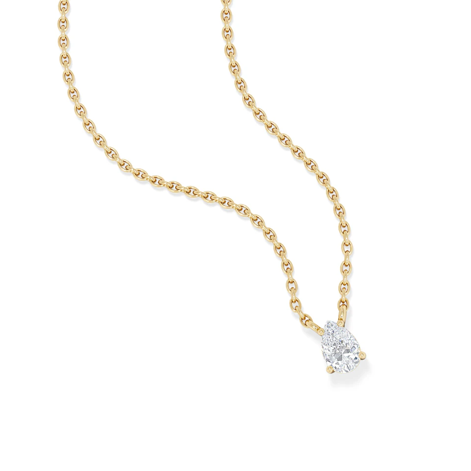 Wanderlust Floating Pear Cut Lab Diamond Solitaire Necklace 0.25ct H/SI in 18K Gold Vermeil