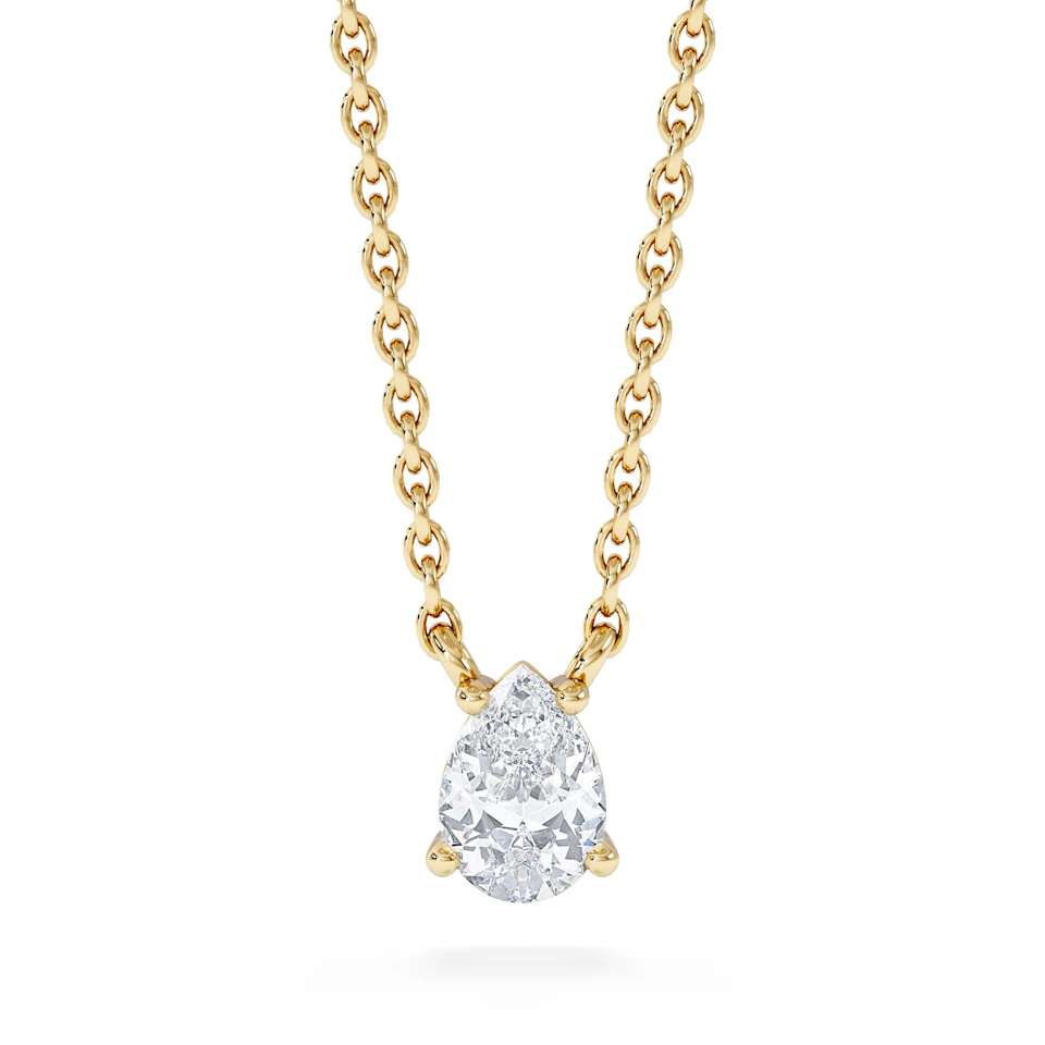 Wanderlust Floating Pear Cut Lab Diamond Solitaire Necklace 0.33ct H/SI in 18K Gold Vermeil