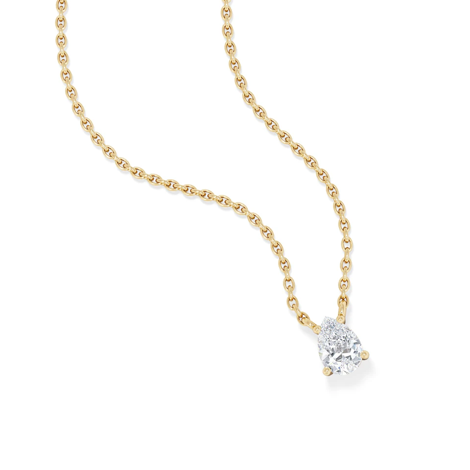Wanderlust Floating Pear Cut Lab Diamond Solitaire Necklace 0.33ct H/SI in 18K Gold Vermeil