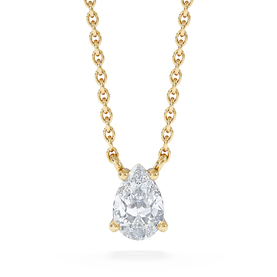 Wanderlust Floating Pear Cut Lab Diamond Solitaire Neclace 0.50ct H/SI in 9K Gold