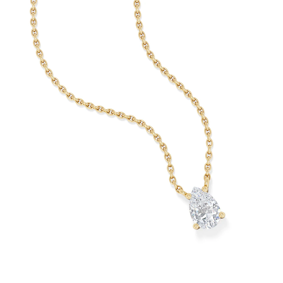 Wanderlust Floating Pear Cut Lab Diamond Solitaire Neclace 0.50ct H/SI in 9K Gold