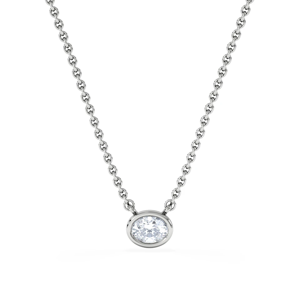 Horizon Oval Cut Lab Diamond Solitaire Necklace 0.25ct H/SI in 9K White Gold