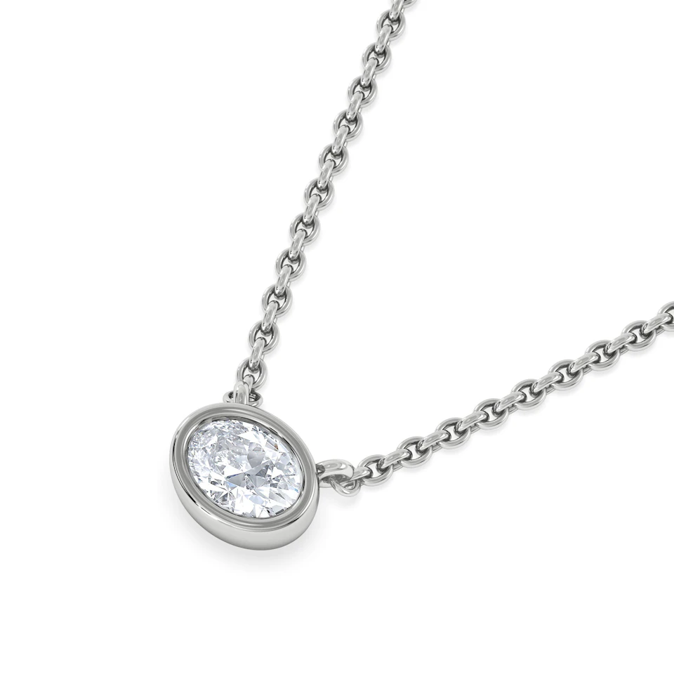 Horizon Oval Cut Lab Diamond Solitaire Necklace 0.25ct H/SI in 9K White Gold