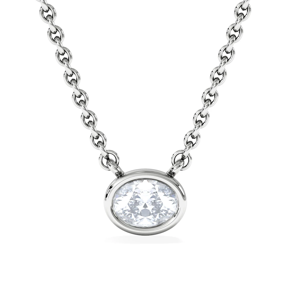 Horizon Oval Cut Lab Diamond Solitaire Necklace 0.25ct H/SI in 9K White Gold