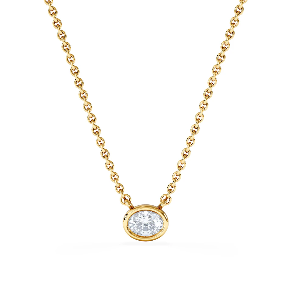Horizon Oval Cut Lab Diamond Solitaire Necklace 0.25ct H/SI in 18k Gold Vermeil