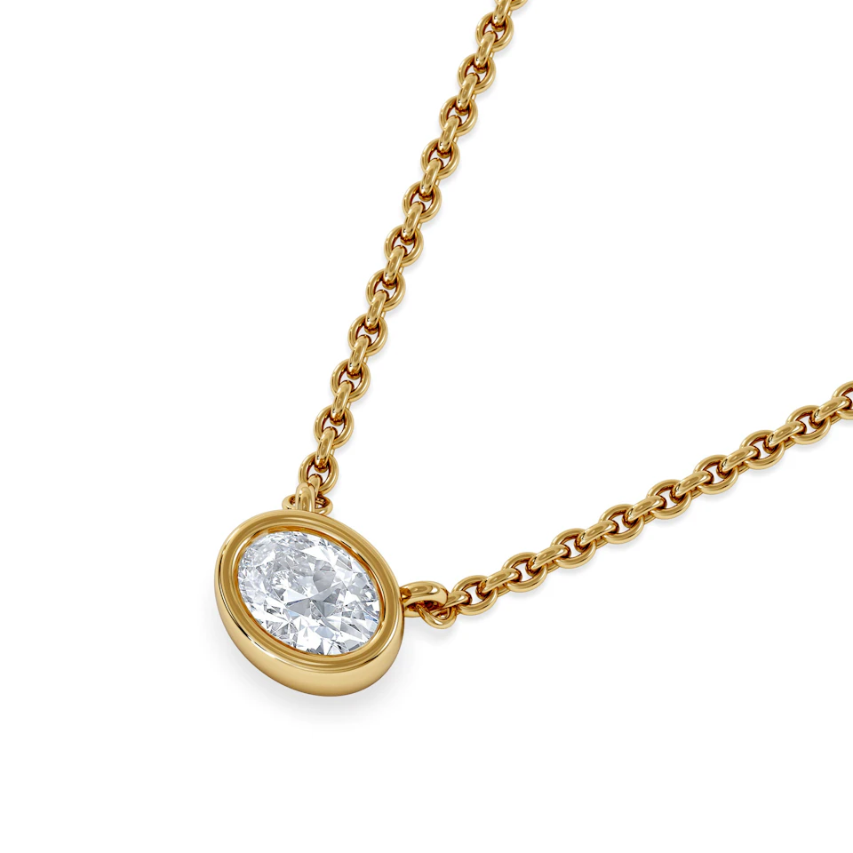 Horizon Oval Cut Lab Diamond Solitaire Necklace 0.25ct H/SI in 18k Gold Vermeil