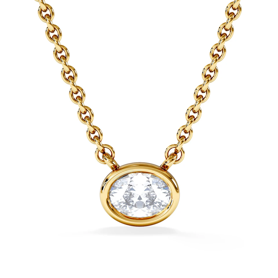 Horizon Oval Cut Lab Diamond Solitaire Necklace 0.25ct H/SI in 18k Gold Vermeil