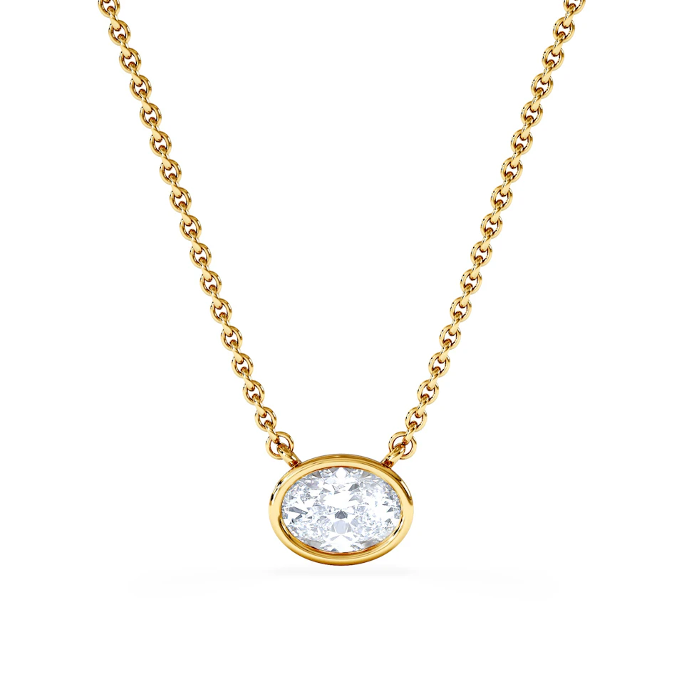 Horizon Oval Cut Lab Diamond Solitaire Necklace 0.50ct H/SI in 9K Gold