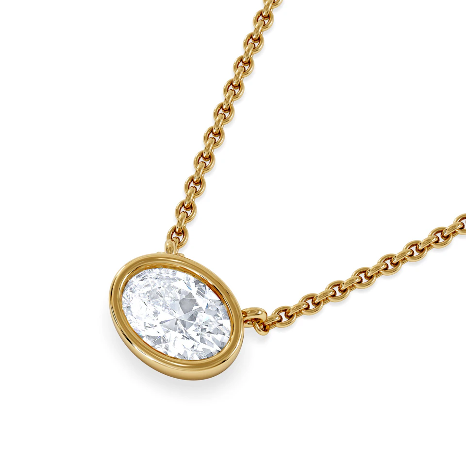 Horizon Oval Cut Lab Diamond Solitaire Necklace 0.50ct H/SI in 9K Gold