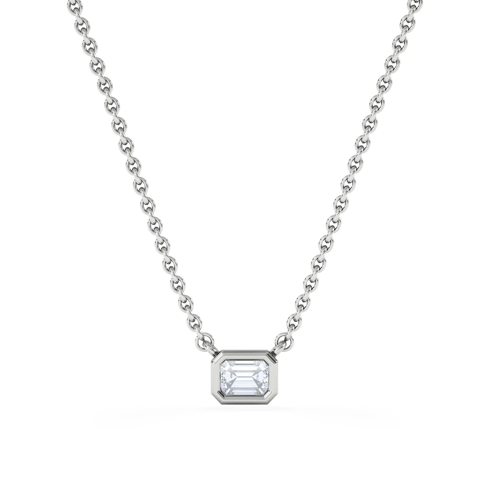 Horizon Emerald Cut Lab Diamond Solitaire Necklace 0.25ct H/SI in 925 Silver