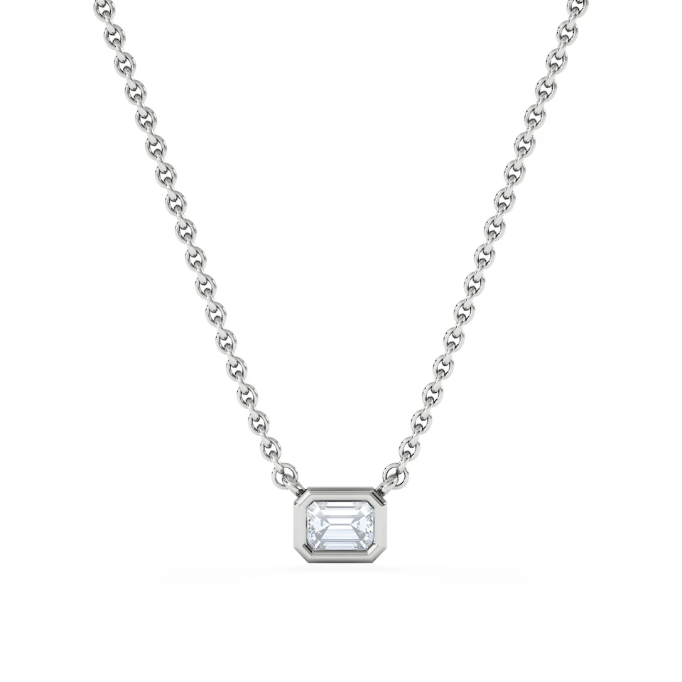 Horizon Emerald Cut Lab Diamond Solitaire Necklace 0.25ct H/SI in 9K White Gold