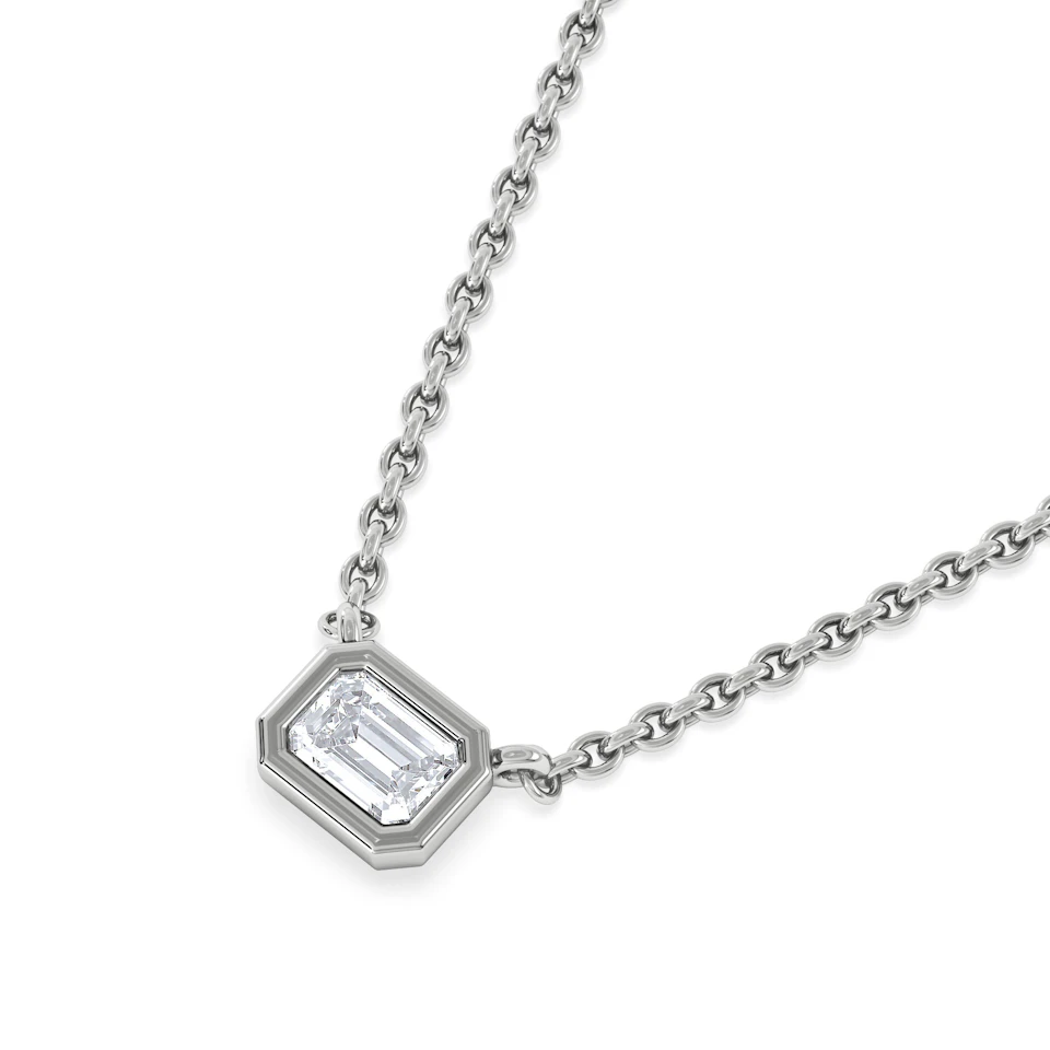Horizon Emerald Cut Lab Diamond Solitaire Necklace 0.25ct H/SI in 925 Silver