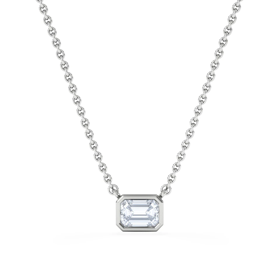 Horizon Emerald Cut Lab Diamond Solitaire Necklace 0.50ct H/SI in 9K White Gold