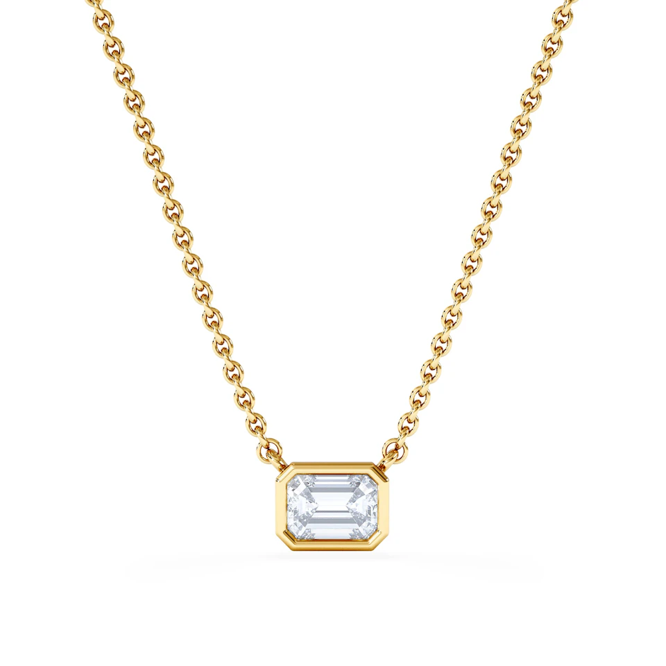 Horizon Emerald Cut Lab Diamond Solitaire Necklace 0.50ct H/SI in 9K Gold