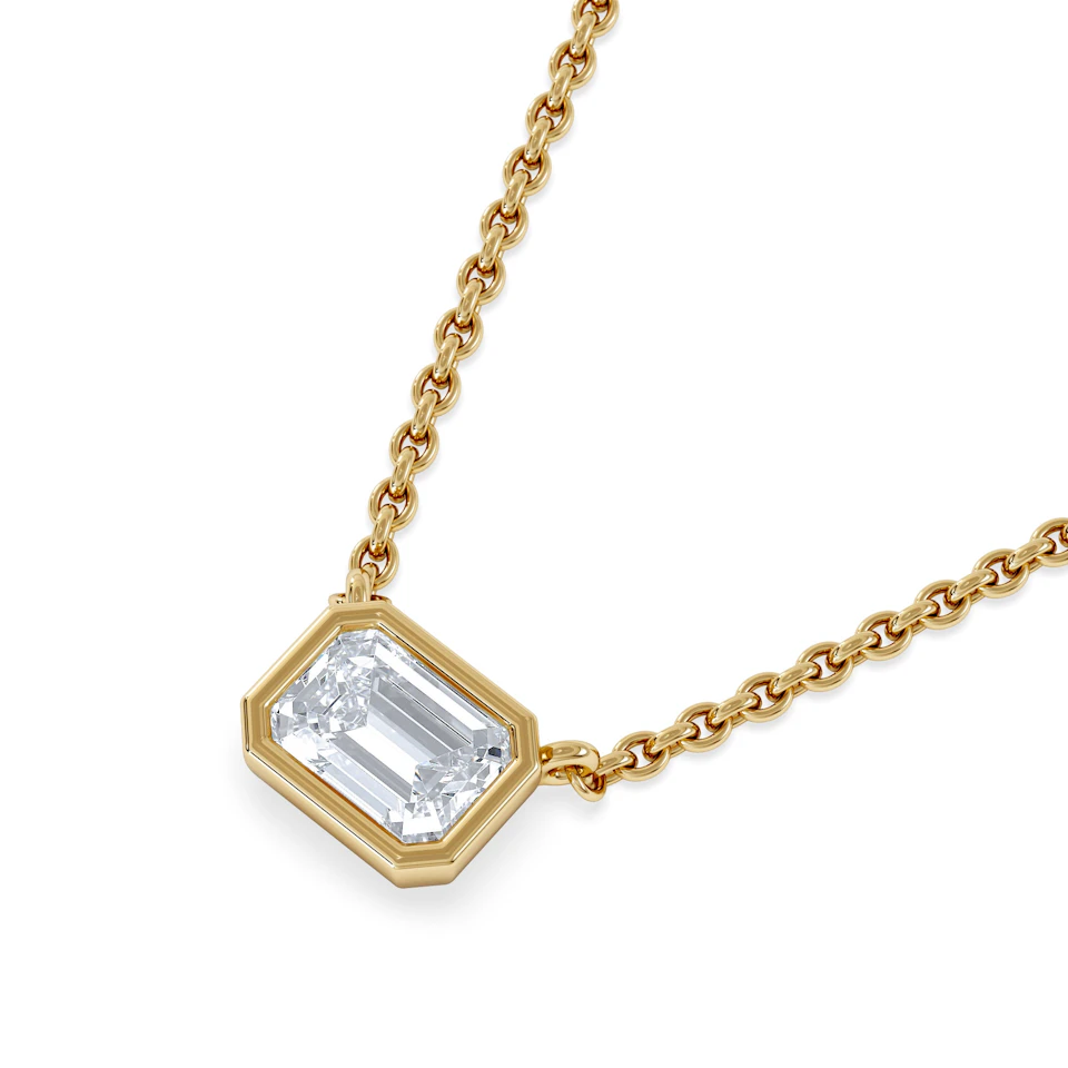 Horizon Emerald Cut Lab Diamond Solitaire Necklace 0.50ct H/SI in 9K Gold