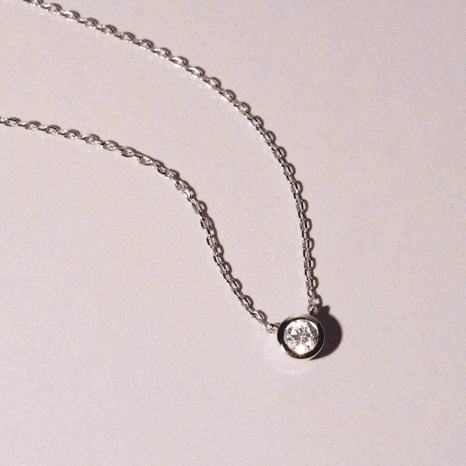 Horizon Round Cut Lab Diamond Solitaire Necklace 0.25ct H/SI in 925 Silver