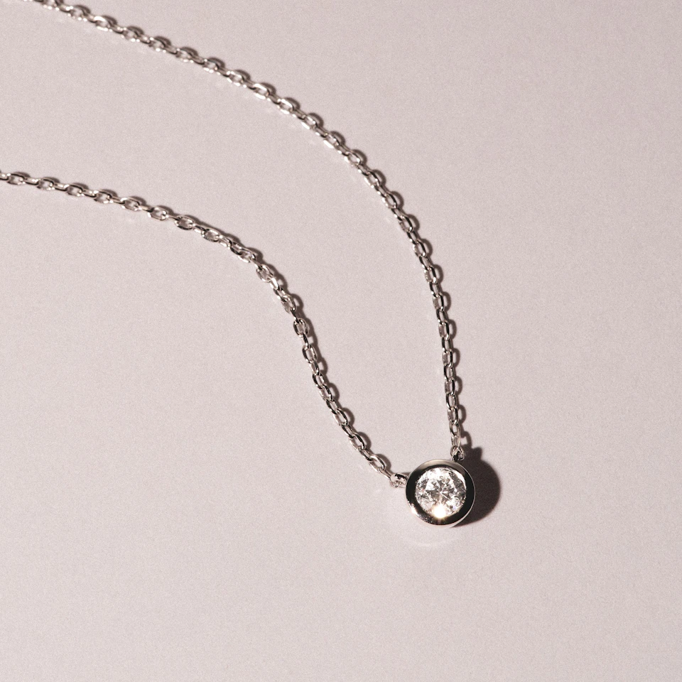 Horizon Round Cut Lab Diamond Solitaire Necklace 0.25ct H/SI in 9K White Gold