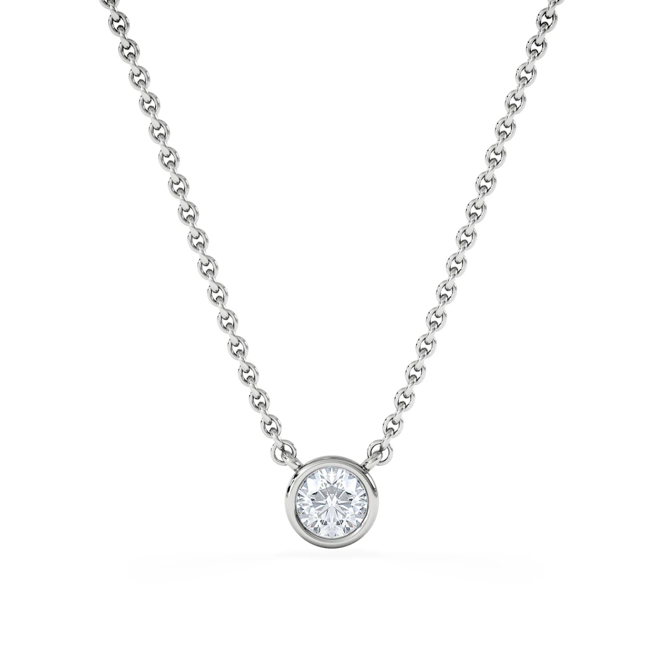 Horizon Round Cut Lab Diamond Solitaire Necklace 0.25ct H/SI in 925 Silver