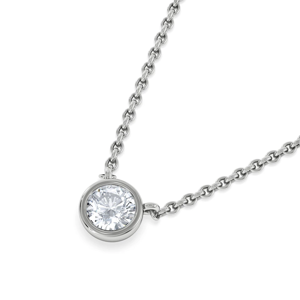 Horizon Round Cut Lab Diamond Solitaire Necklace 0.25ct H/SI in 9K White Gold