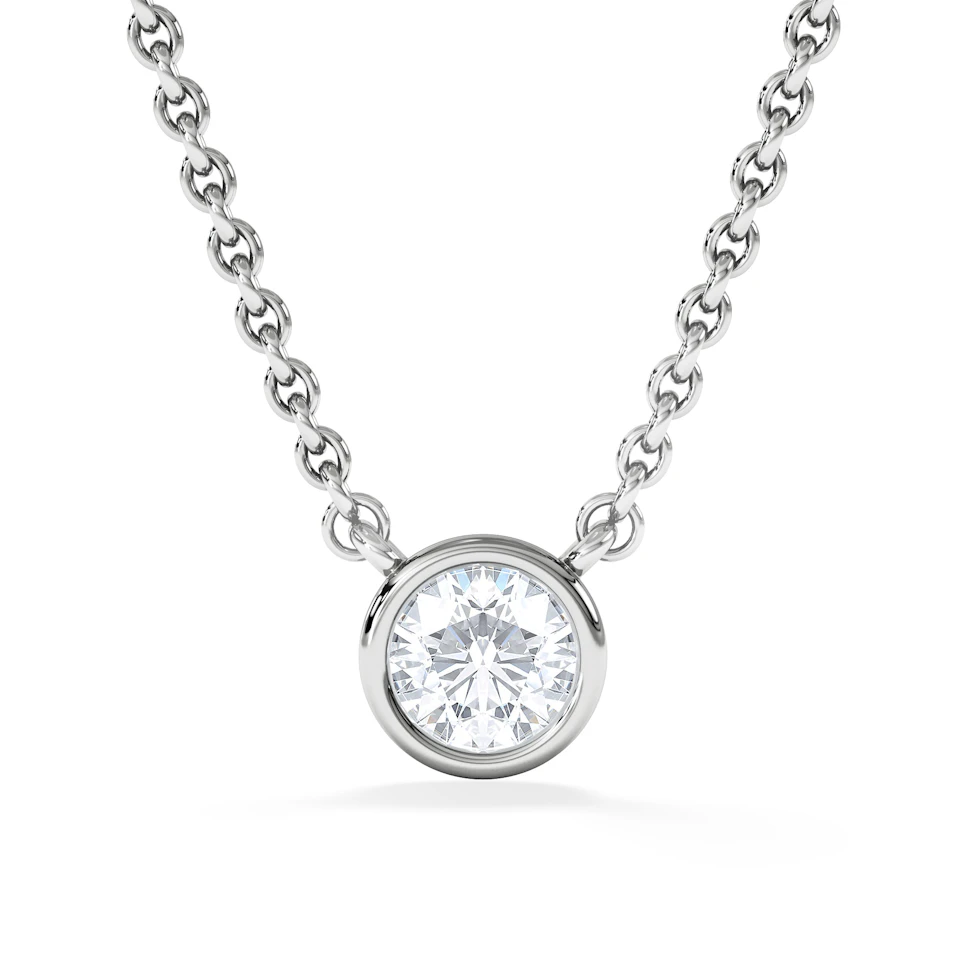 Horizon Round Cut Lab Diamond Solitaire Necklace 0.25ct H/SI in 925 Silver