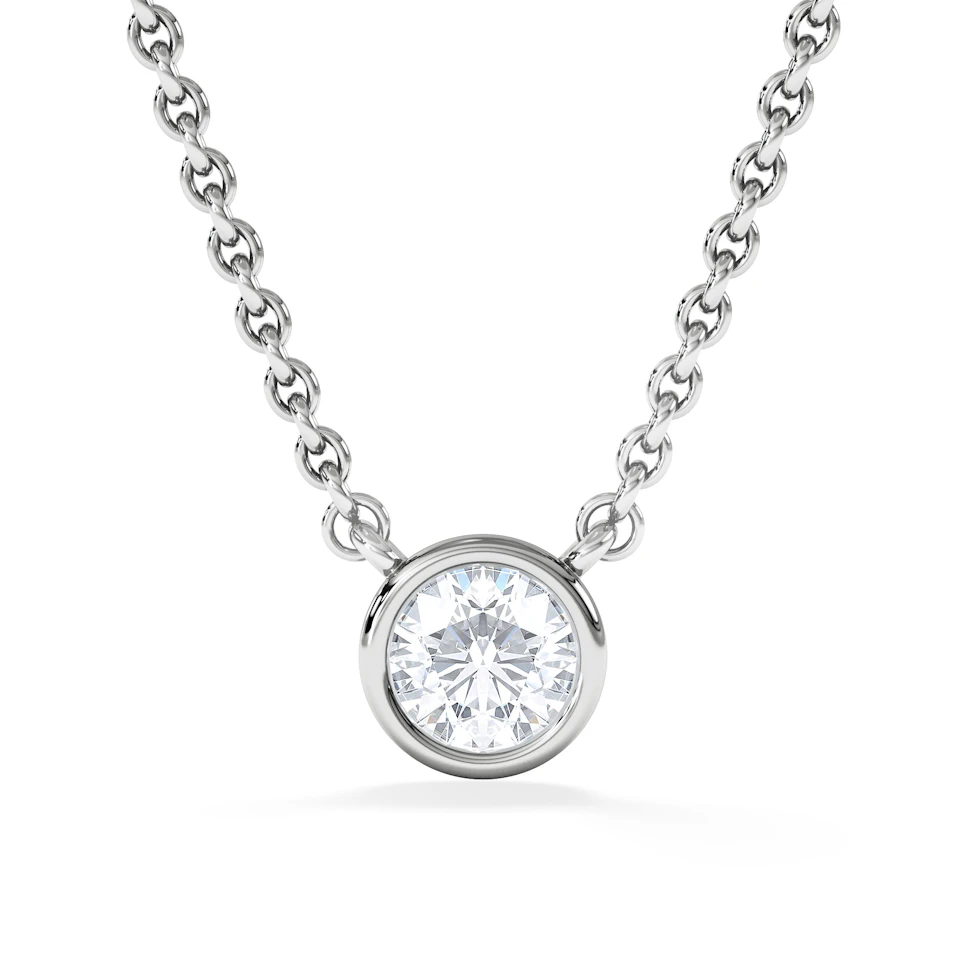 Horizon Round Cut Lab Diamond Solitaire Necklace 0.25ct H/SI in 9K White Gold