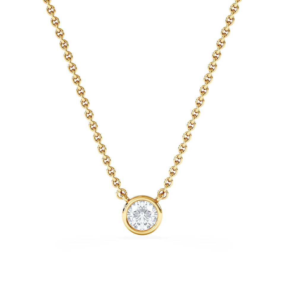 Horizon Round Cut Lab Diamond Solitaire Necklace 0.25ct H/SI in 9K Gold