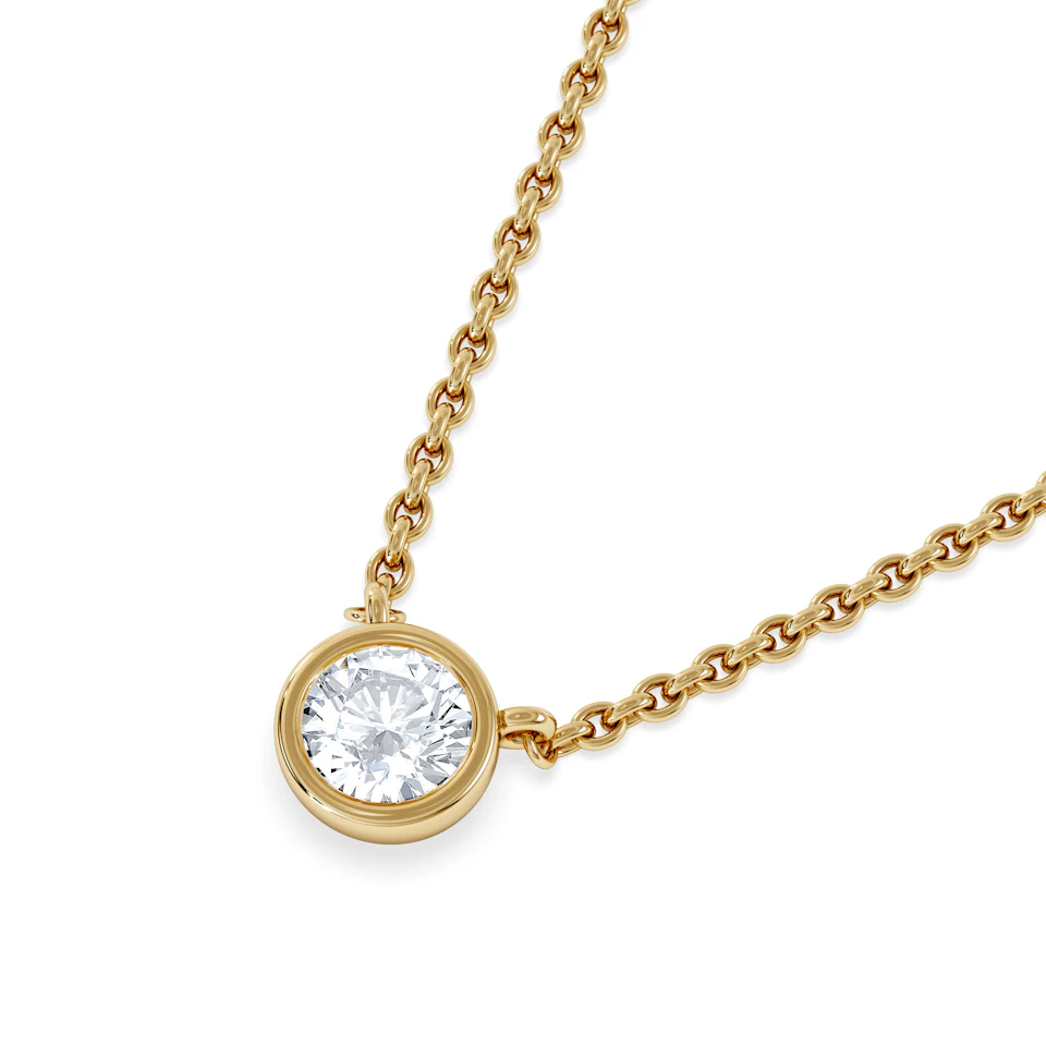 Horizon Round Cut Lab Diamond Solitaire Necklace 0.25ct H/SI in 9K Gold