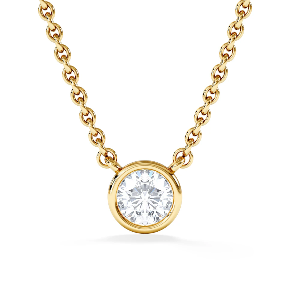 Horizon Round Cut Lab Diamond Solitaire Necklace 0.25ct H/SI in 18k Gold Vermeil