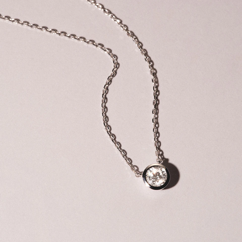 Horizon Round Cut Lab Diamond Solitaire Necklace 0.50ct H/SI in 9K White Gold