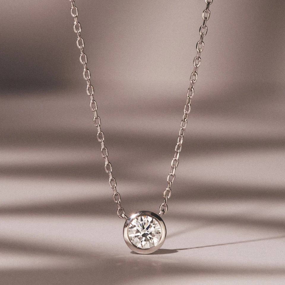 Horizon Round Cut Lab Diamond Solitaire Necklace 0.50ct H/SI in 9K White Gold