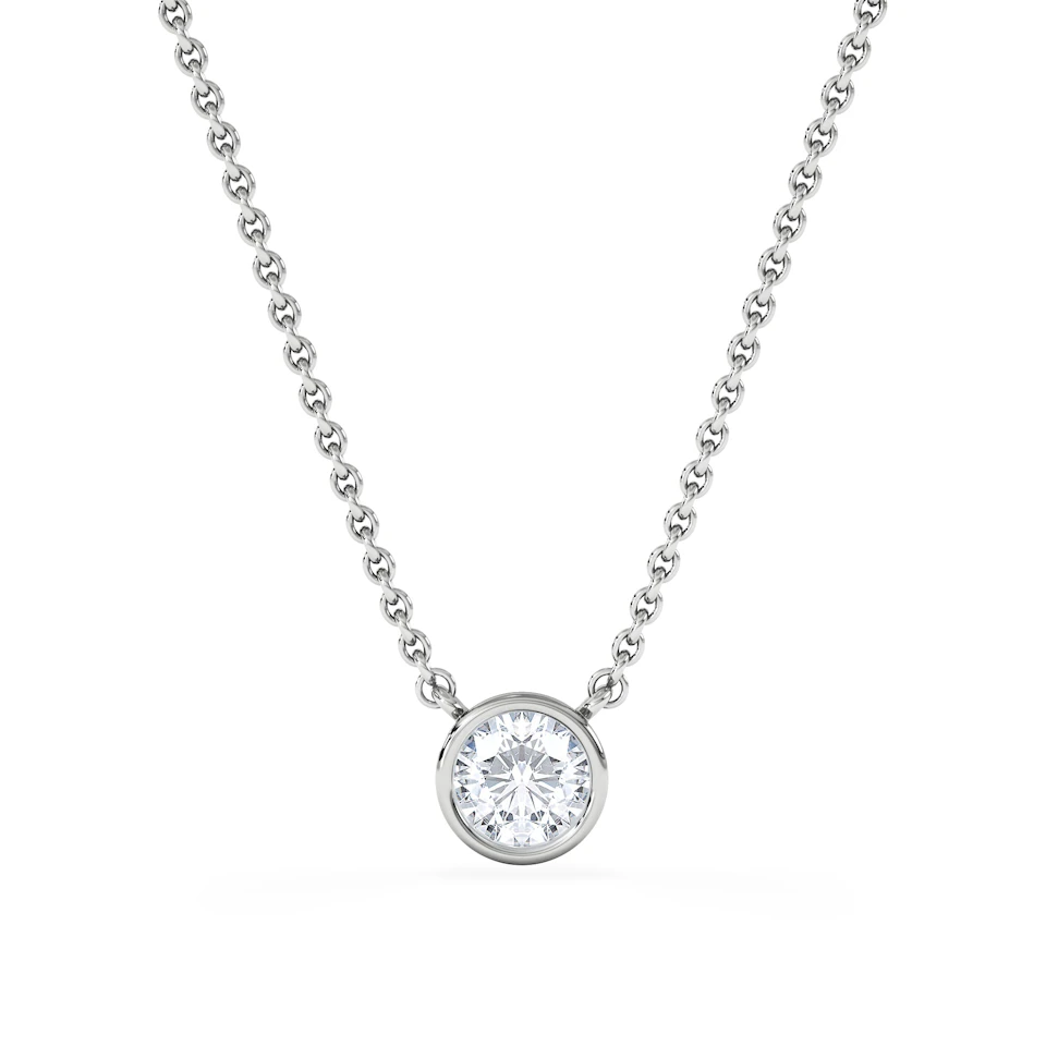 Horizon Round Cut Lab Diamond Solitaire Necklace 0.50ct H/SI in 9K White Gold