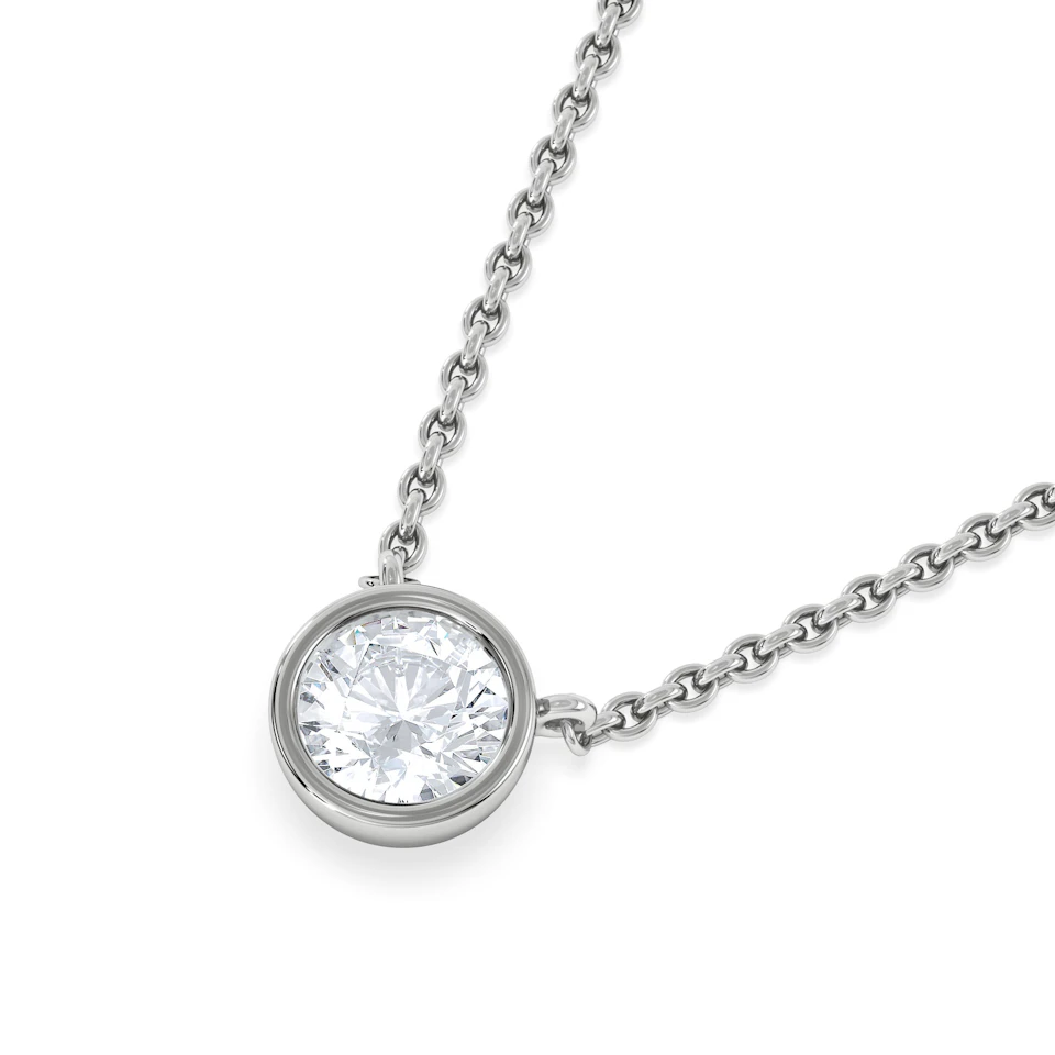 Horizon Round Cut Lab Diamond Solitaire Necklace 0.50ct H/SI in 9K White Gold