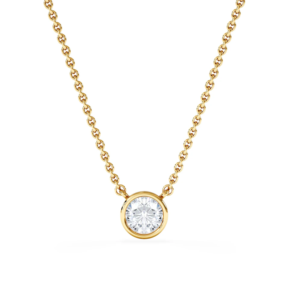 Horizon Round Cut Lab Diamond Solitaire Necklace 0.50ct H/SI in 9K Gold