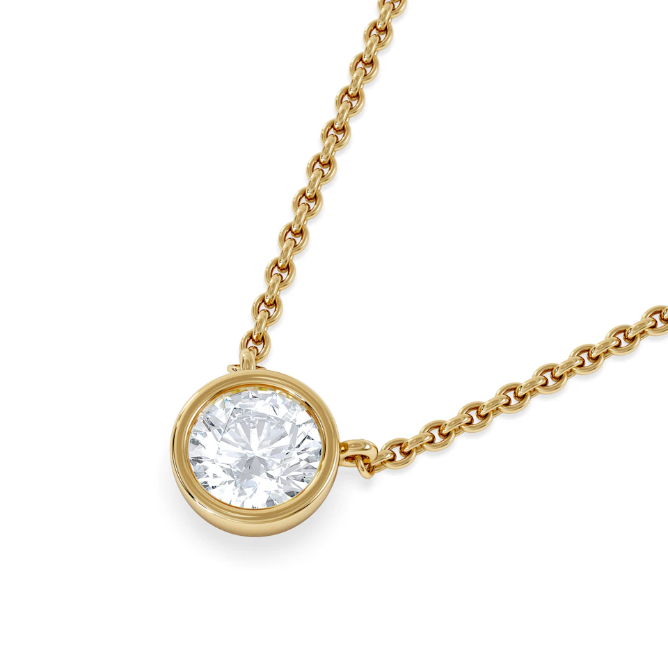 Horizon Round Cut Lab Diamond Solitaire Necklace 0.50ct H/SI in 9K Gold