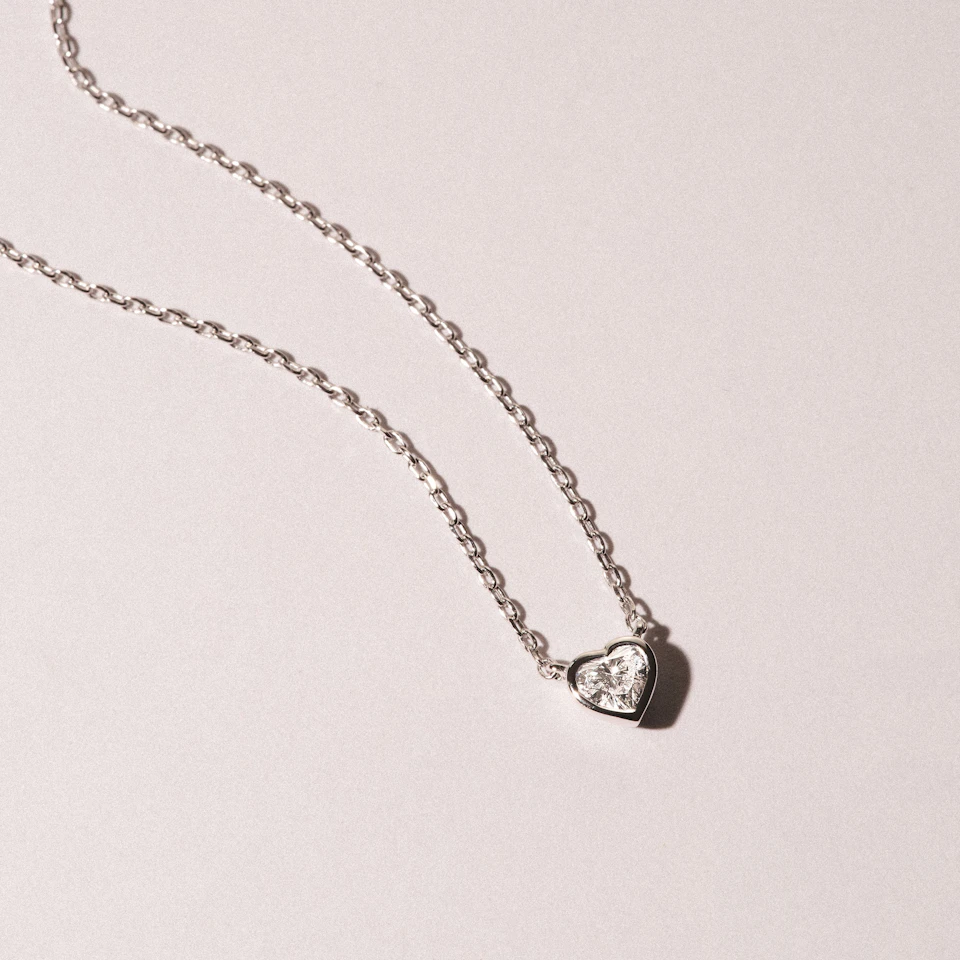 Horizon Heart Cut Lab Diamond Solitaire Necklace 0.25ct H/SI in 925 Silver