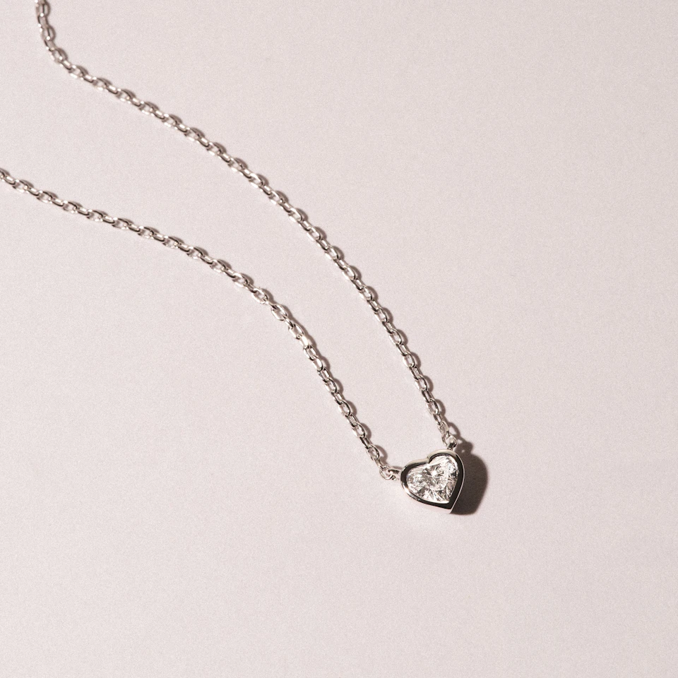 Horizon Heart Cut Lab Diamond Solitaire Necklace 0.25ct H/SI in 9K White Gold